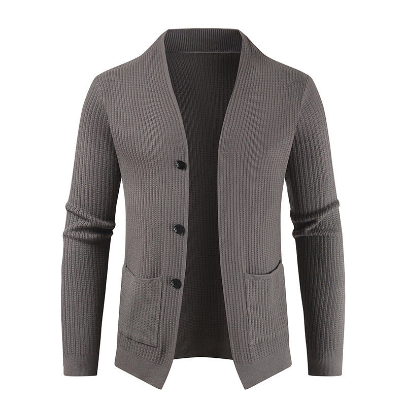 Men's Cardigan Jacket Long Sleeved Single Breasted Casual Sweater