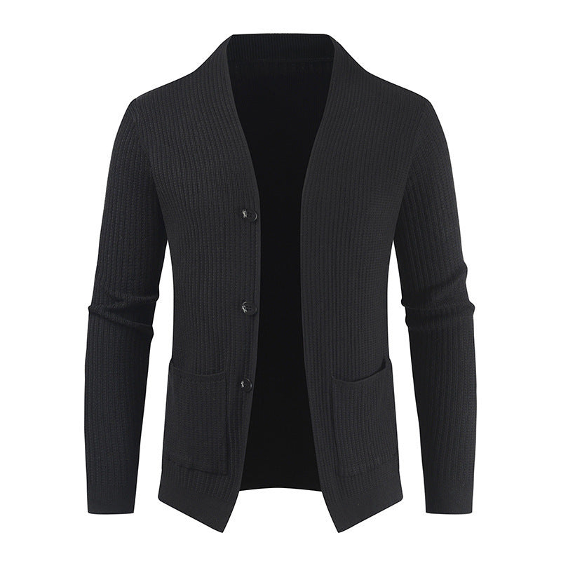 Men's Cardigan Jacket Long Sleeved Single Breasted Casual Sweater