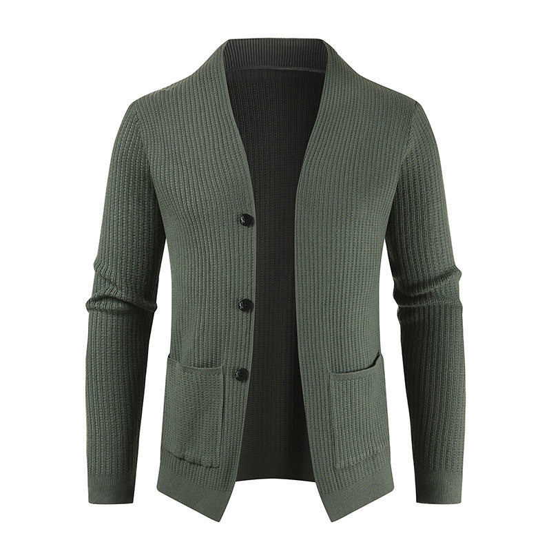 Men's Cardigan Jacket Long Sleeved Single Breasted Casual Sweater