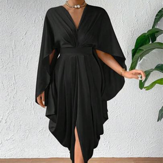 Women's Cloak Pleated Wave Dress