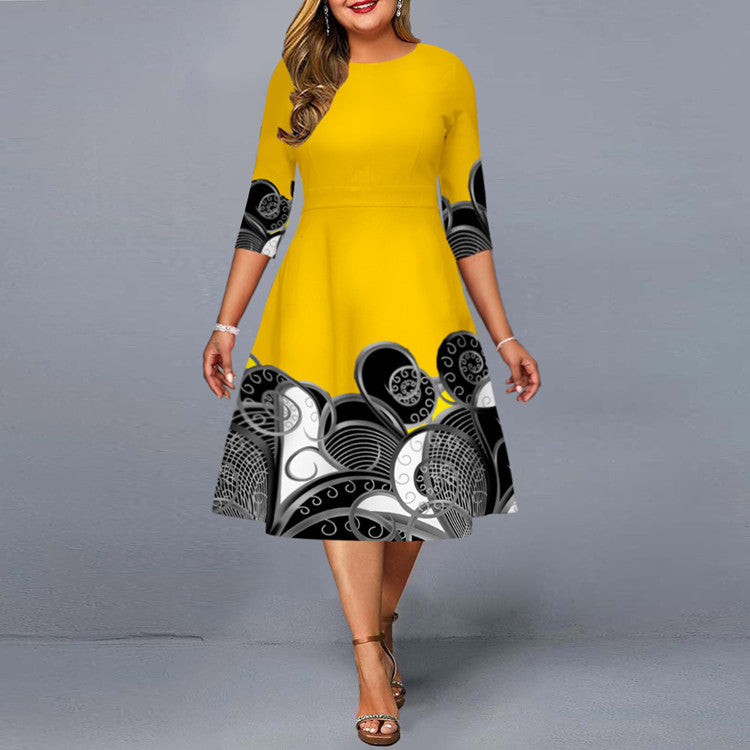 Elegant Temperament Hedging Print Midi Dress