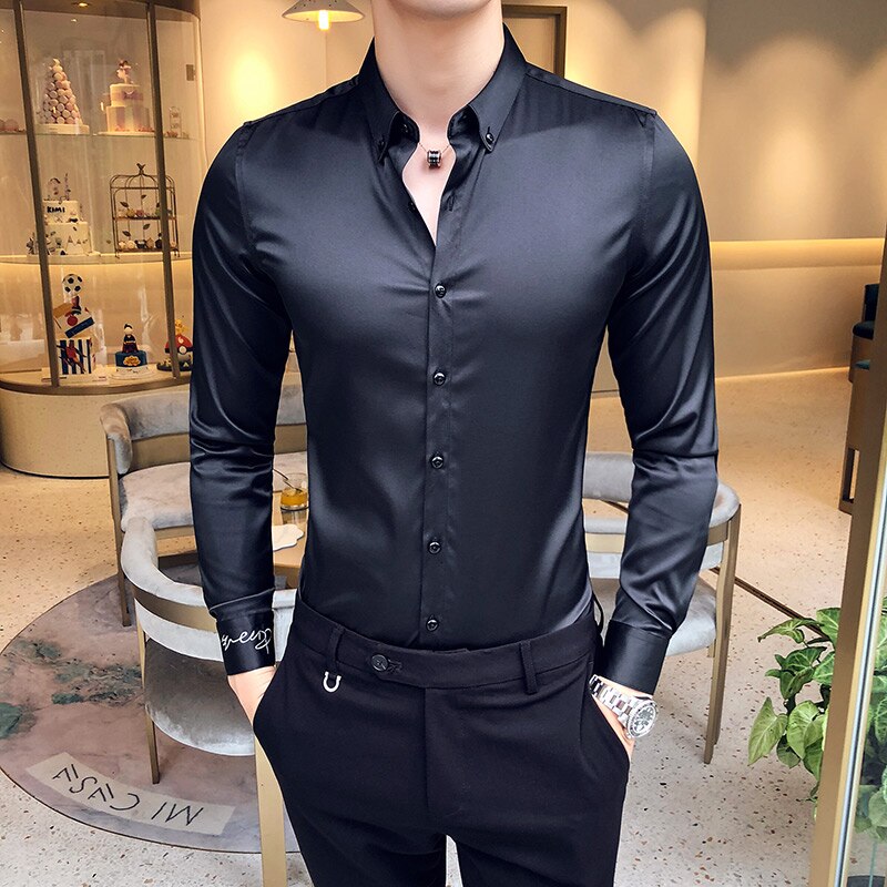 Men's British casual long sleeve shirt