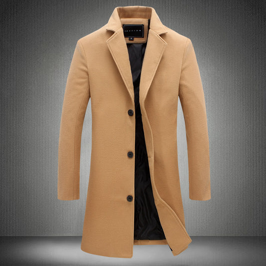 2021 Autumn And Winter New Mens Solid Color Casual Business Woolen Coats